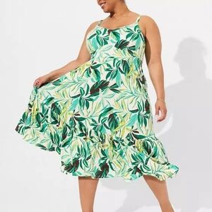 Torrid Green and White Midi Dress